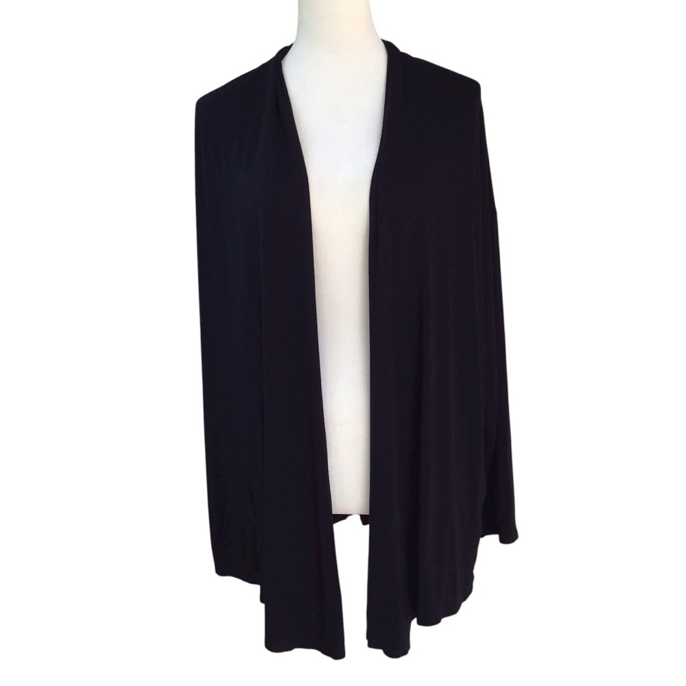 Eileen Fisher Black Open Front Cardigan With Pockets
